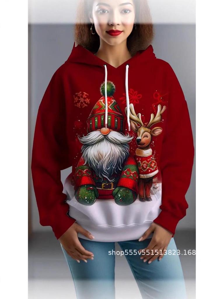 3D Digital Print Christmas Hoodie - Europe & America Style