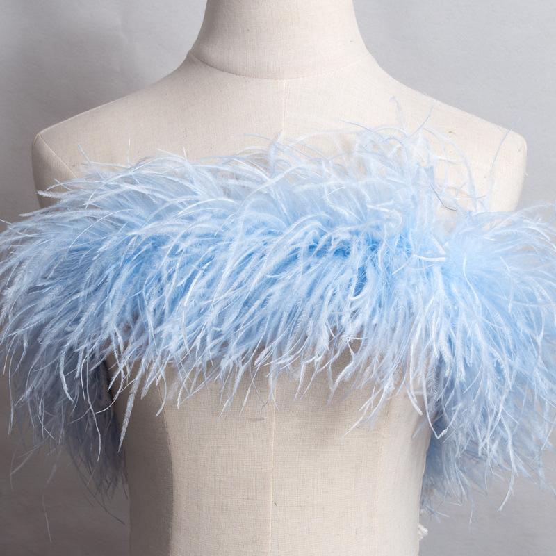 5-Layer Color Encrypted Bold Ostrich Feather Strip Latin Dance Dress Fashion Diy Handmade Clothing Accessories