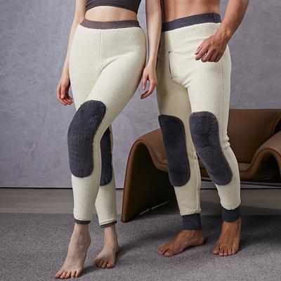 Winter Thicken Keep Warm Long Wool Sheepskin Pants Fur Men's Women's High Waist Pants