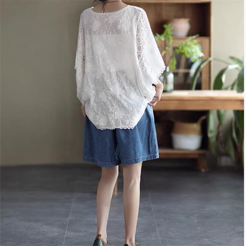 Women's T-shirt Sunscreen Embroidered Fashion Hollow Top