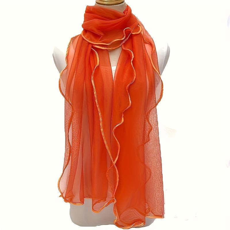Vibrant Bohemian Chic Ruffle Edge Scarf - Lightweight, Breathable, Long Versatile Shawl for Sun Protection, Casual Wrap with Solid Color
