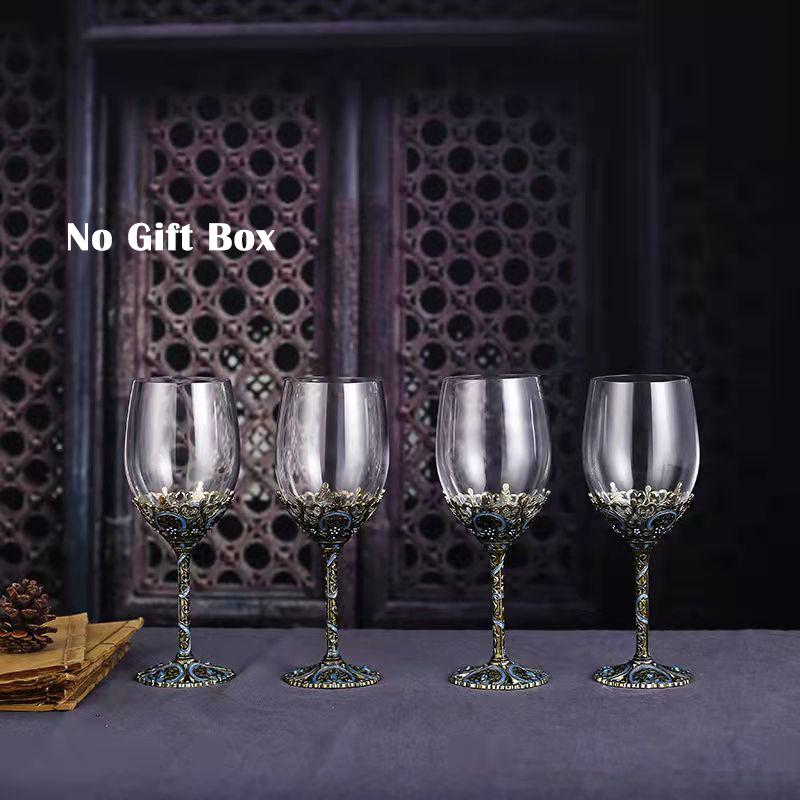 Vintage Enamel Color Red Wine Glass Crystal Glass Goblet DECANTER SET Wineglass Champagne Wine Glasses Whiskey Cup Cups Drinking