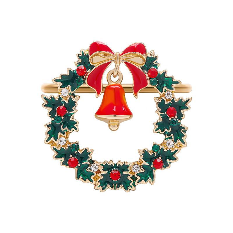 Christmas Napkin Ring Metal Xmas Bell Elk Napkin Holder Flower Wreath Rings Wedding Banquet Hotel Table Decoration Accessories