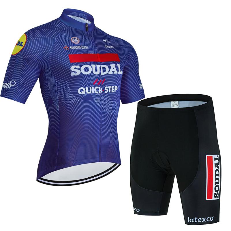 

Soudal Quick Step 2026 Cycling Jersey Set Short Sleeve Bicycle Clothing Men MTB Maillot Ciclismo Bike Racing Bib Shorts Set Asian size-S