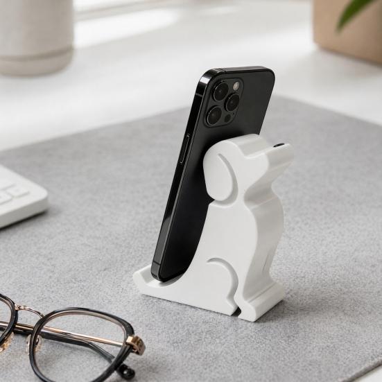 Bay Window Display Stand 3D Printed Mobile Phone Holder, Cute Dog Shape Desktop Holder with Stable Base, Artistic Decoration for Home Office Niche Art