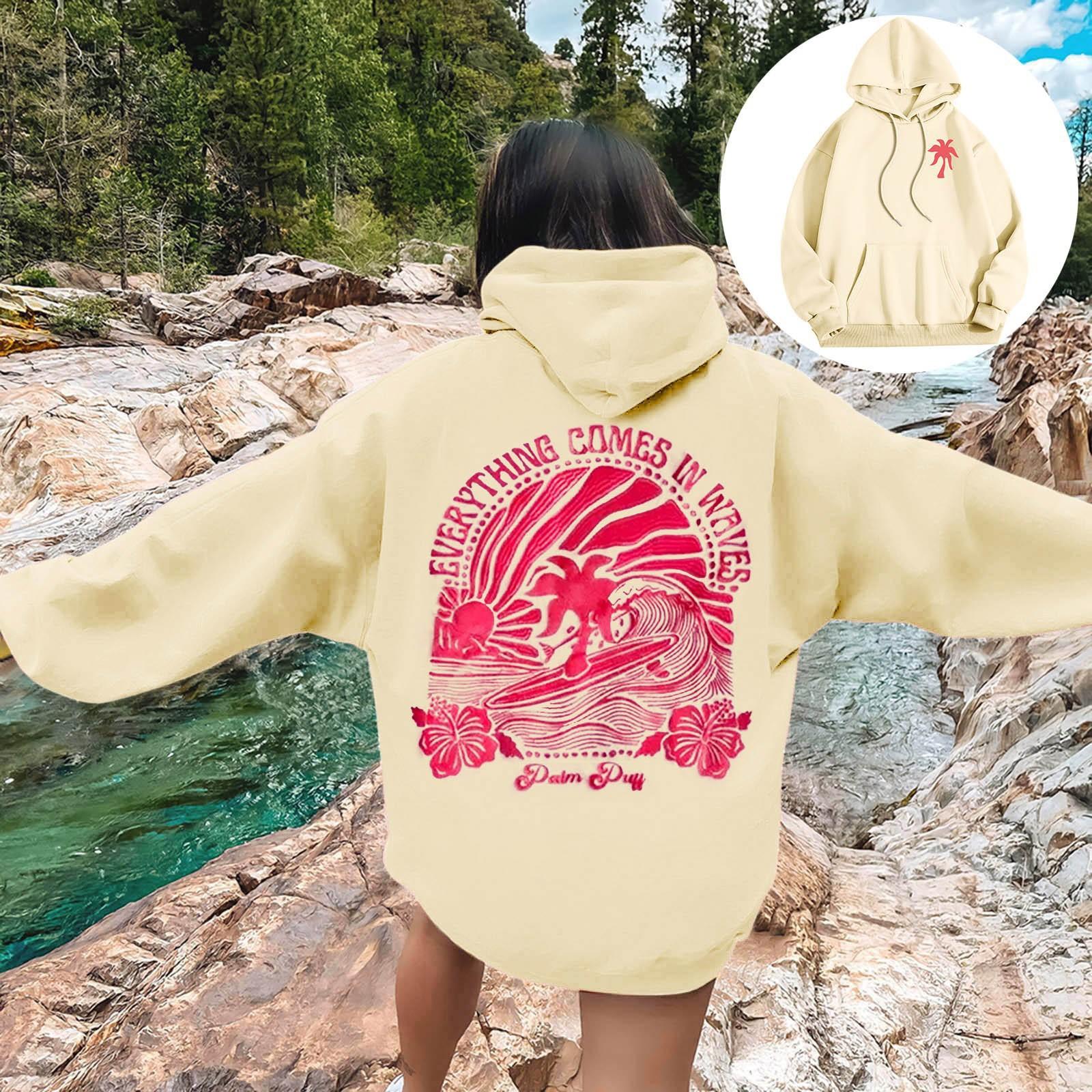 

2025 New European Size Women s Shoulder Sleeve Thread Chasing Sunsets Brand Sweater Hoodie Printing XS