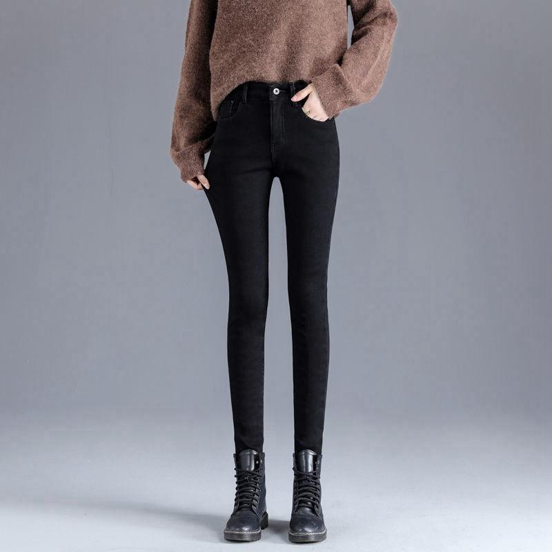 High-waisted Jeans Women's Pants Autumn and Winter Velvet New Outer Wear Thickened Tight Elastic Versatile Small Feet Pencil Pants