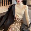 Women's White Knit Sweater: Half High Neck, Versatile Inner Wear for Autumn/Winter 2025