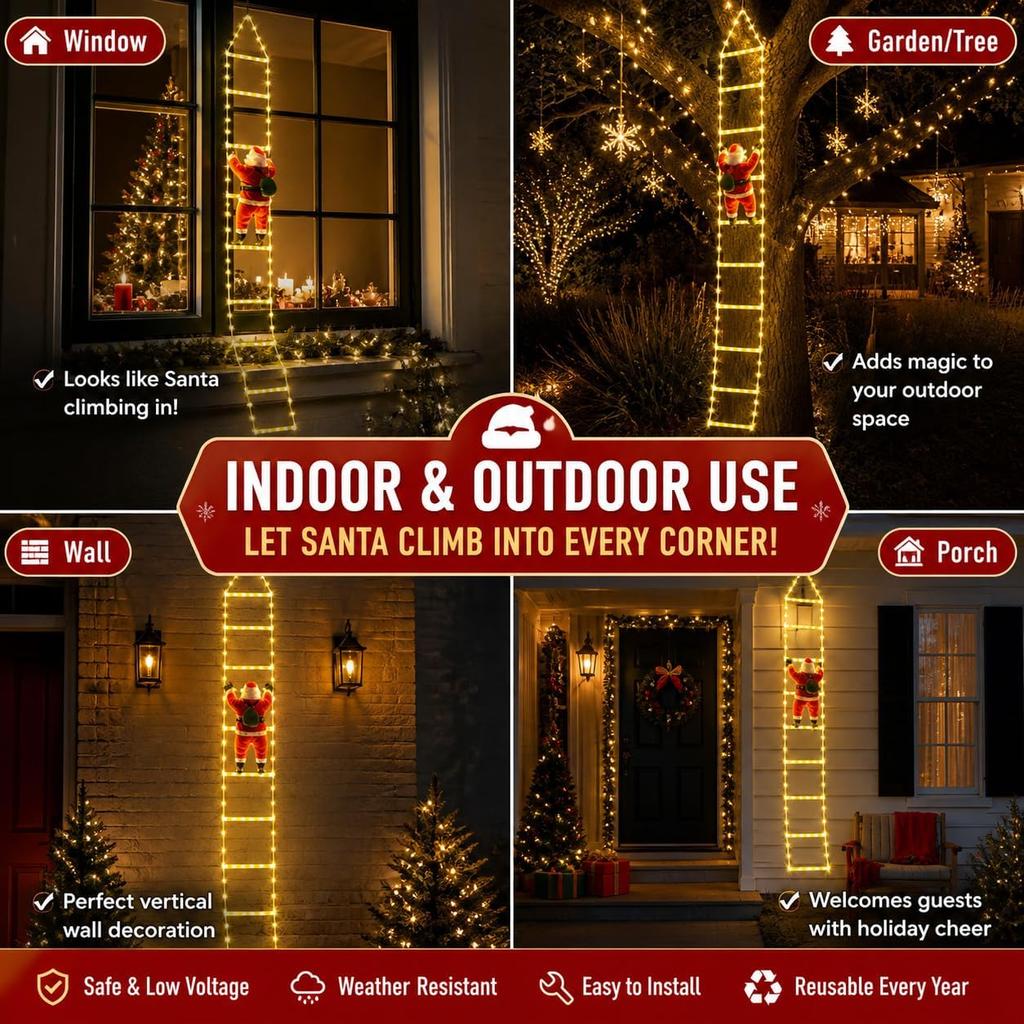 Santa Claus climbing ladder lantern decoration 1.6meters multi-colored