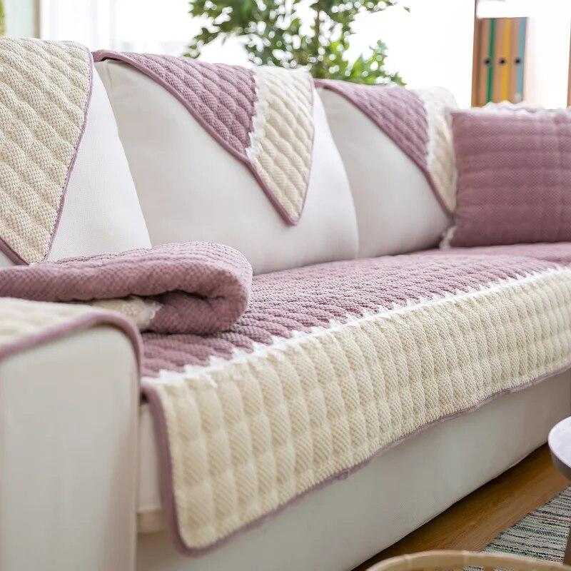 Plush Sofa Cover Thickened Non-slip Living Room Sofa Recliner Cover Universal Full Cover Dustproof Furniture Protection Cover