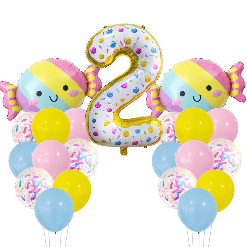 Candy Aluminum Film Digital Balloon Set Baby Shower Children's Birthday Scene Arrangement Background Decoration