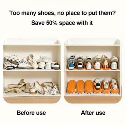 Durable Adjustable Shoes Rack Double Layer Space Saving Shoe Slots Organizer Orderly Organization Shoes Organizer