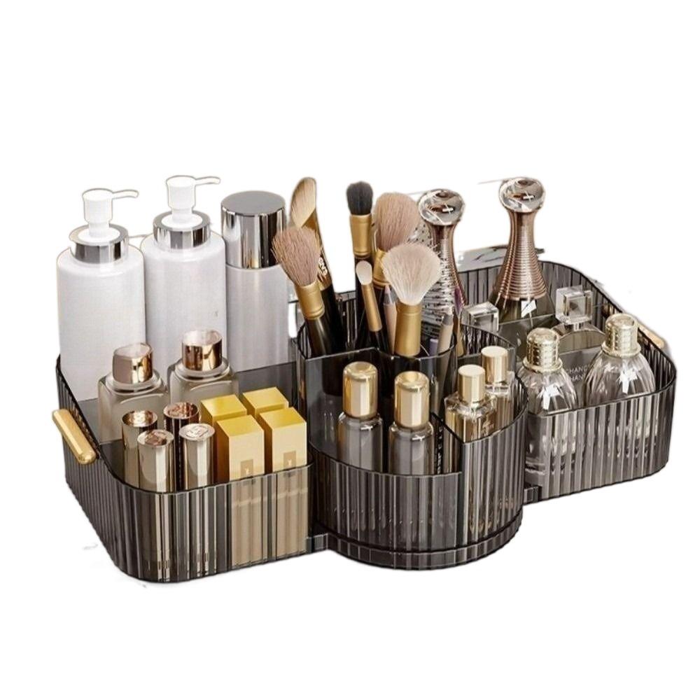 

360° Rotating Makeup Organizer Box Clear Lipsticks Make Up Container Dress Table серый
