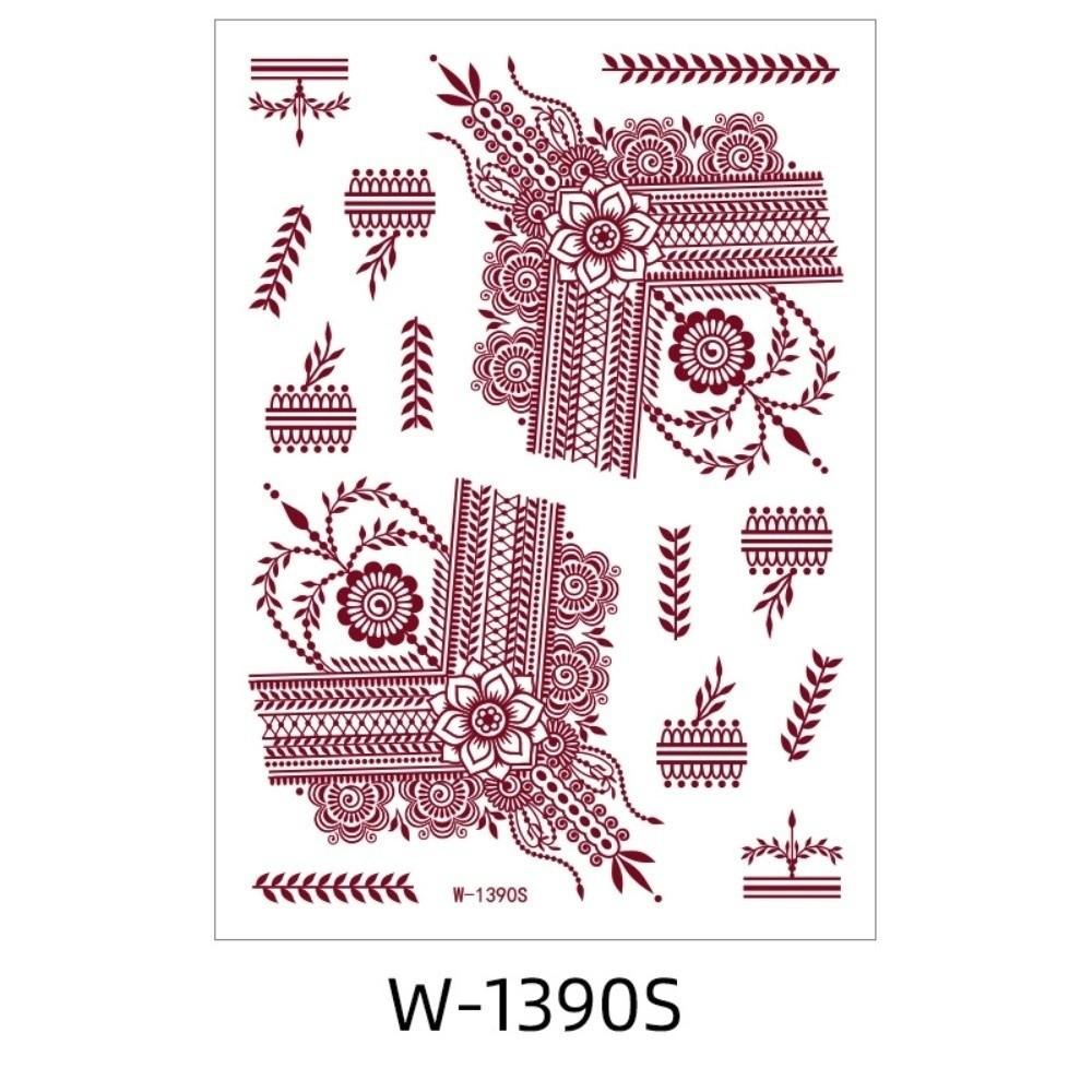 Red Mehndi Stickers Henna Tattoo Stickers Lace Fake Tattoo Body Art Sticker Women/Lady