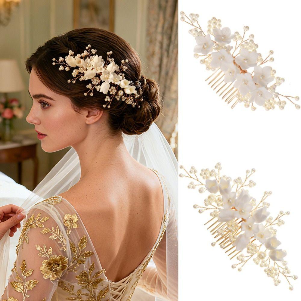 Sparkling Flower Hair Comb Rhinestone Headpiece Elegant Bridal Headband Girls