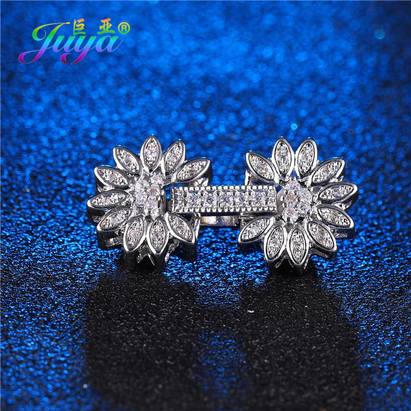 

Juya DIY Nature Stones Jewelry Making Components Handmade Connector Fasteners Buckle Closure Locks Beads Pearls Clasps Supplies As Photo біле золото кольору