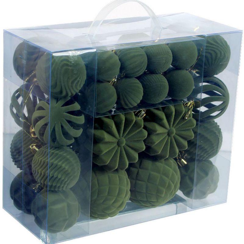 48pcs Flocking Christmas Balls 4/6/8cm Decoratve Plastic Balls