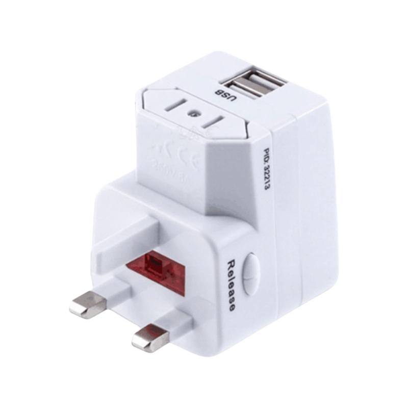 International Power Converters Two USB Chargers Universal Plugs Adapter UK Standard ABS Global Travel Essential 1
