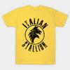 Men Black Print T-shirt Distressed Italian Stallion No-Cut Transfer Paper Print Cotton Tshirt