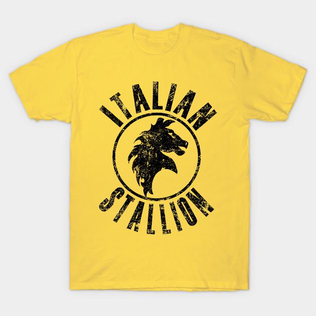 

Men Black Print T-shirt Distressed Italian Stallion No-Cut Transfer Paper Print Cotton Tshirt XL жовтий