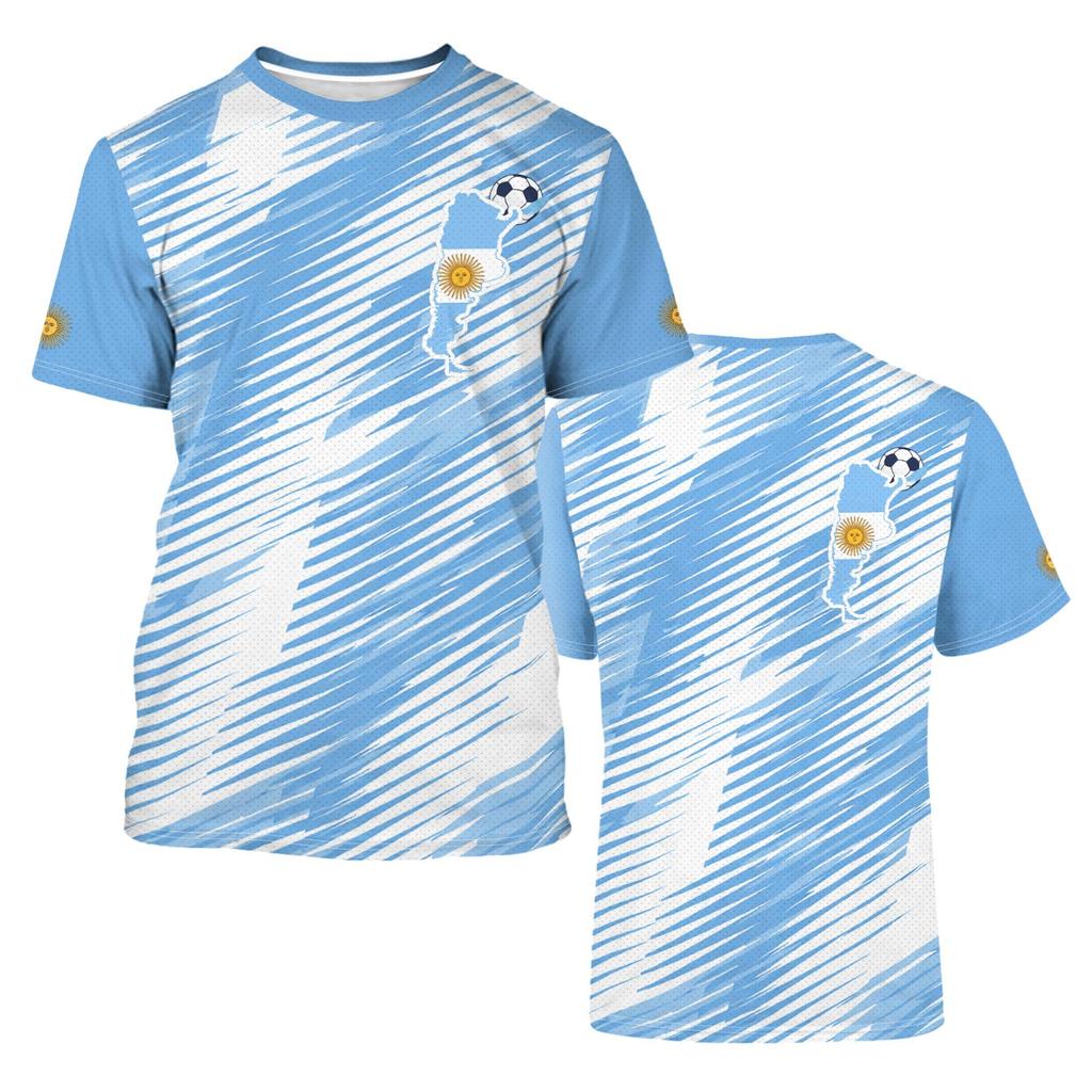 Argentina Soccer Fan Jersey Unisex Short Sleeve Shirt Lightweight Breathable Athletic Tee for Sports Events Supporters