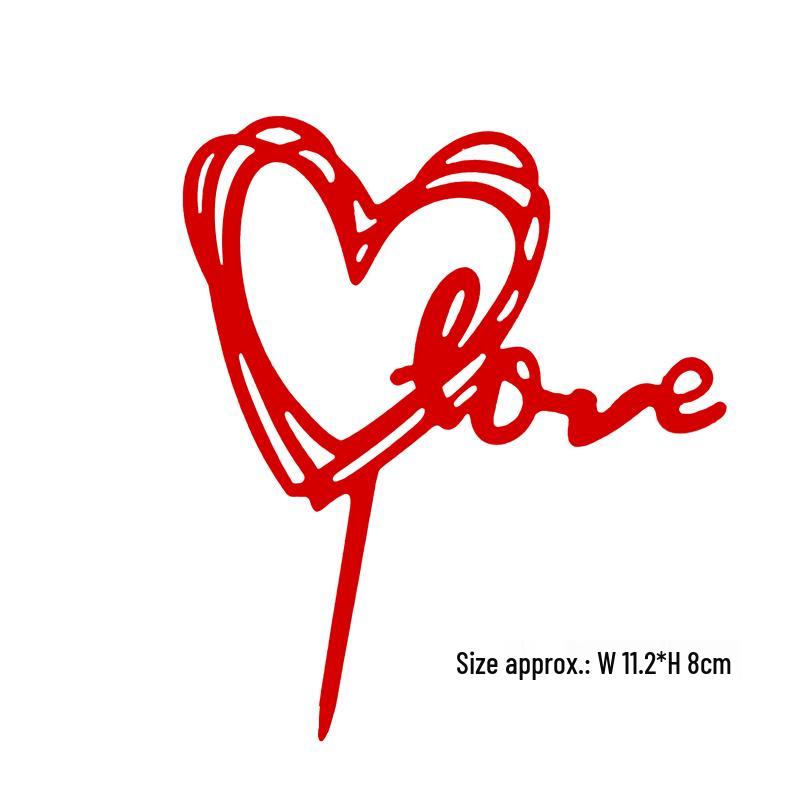 Heart Cake Topper: Bright Red, Perfect for Birthdays, Weddings, and Valentine's Day.