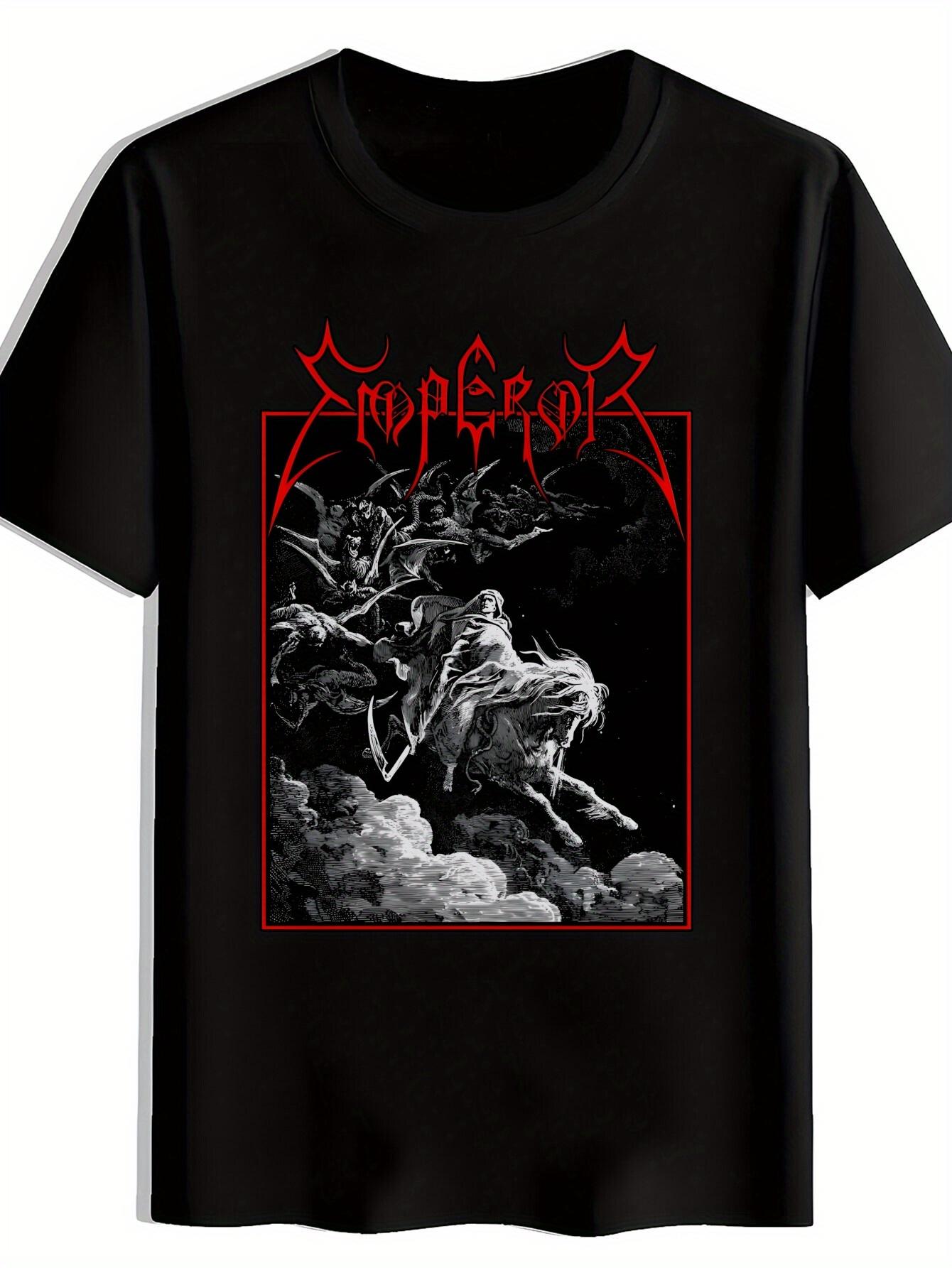 

Vintage Heavy Metal Band Graphic T-shirt - Black Short Sleeve Round Neck Tee with Retro Rock Music Print L