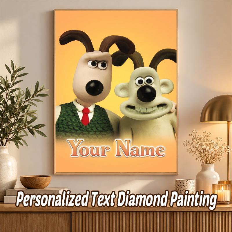 Wallace & Gromit Custom Name Text 5D Diamond Painting Kit DIY Full Drill Diamond Art Decoration
