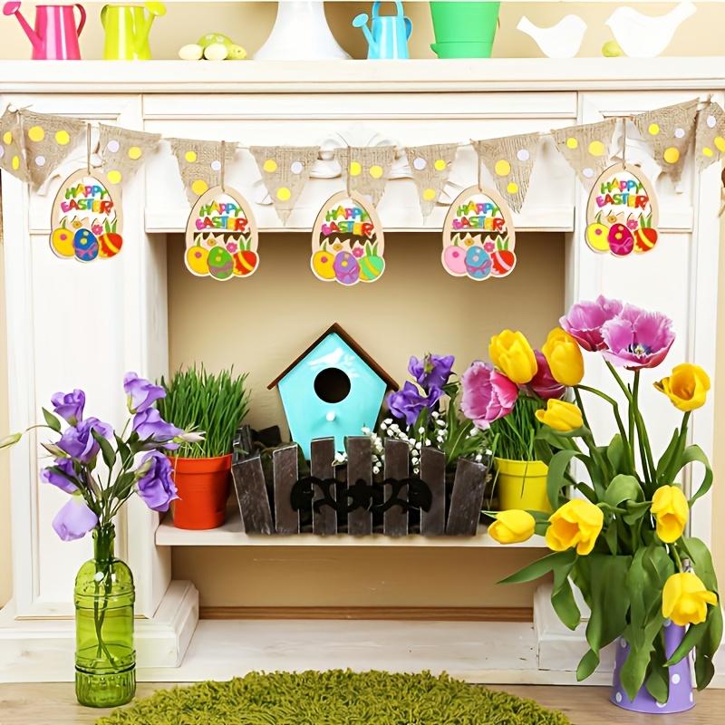 50Pcs Wooden Easter Egg Hanging Ornaments, Paintable DIY Wood Slices, Ideal for Easter Party Decor, Gift Tags & Holiday Crafts