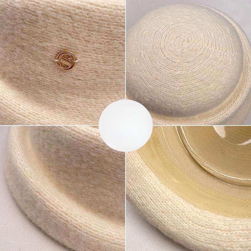 Spring and autumn warmth, windproof and elegant woolen top hat girl