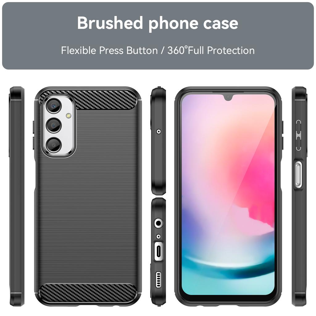 For Samsung Galaxy A24 4G (162.1 x 77.6 x 8.3mm) Anti-scratch Phone Case Carbon Fiber Texture Brushed Surface Protective Back Cover