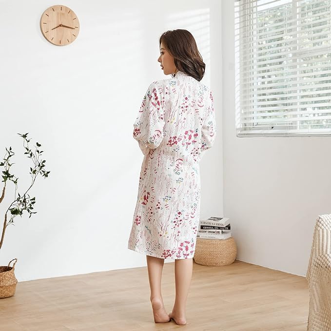 Double Gauze Print and Soft To the Perfect for Hotel or As Loungewear Bobo&Hanhan Pajamas, Bathrobe, 100% Cotton, Men's Women's, Touch, Unisex,