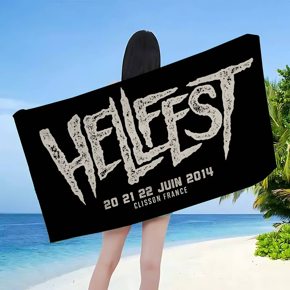 Famoso Festival Musicale H-Hellfest Coperta in Microfibra Asciugatura Rapida Teli da Spiaggia Stampa Oversize Coperta Asciugamano Super Assorbente