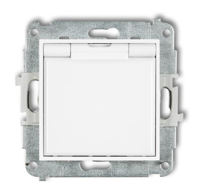 Mini Gniazdo Bryzgoszczelne Z/U Ip44 Z Przesłonami Klapka Biała Białe Mgpb-1Zp