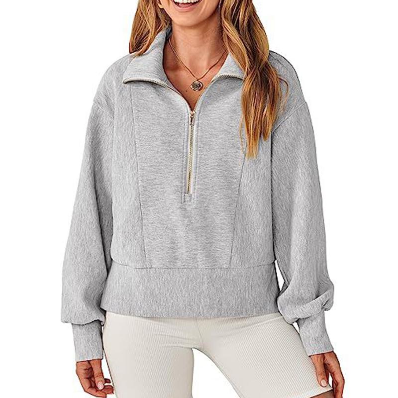 

Женские укороченные толстовки на молнии до половины, пуловеры, толстовки L серый