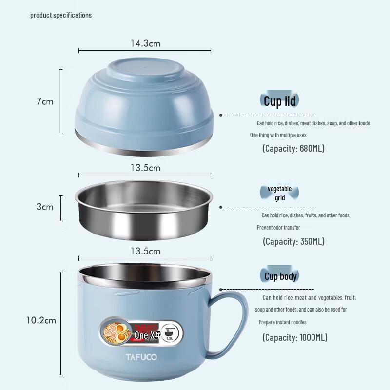 

TAFUCO 304 Stainless Steel Double-Layer Insulated Noodle & Meal Bowl