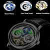 Fashion ONOLA Men Automatic Mechanical Watch Men Stainless Steel Skeleton Wristwatch Men Leather Strap Watch