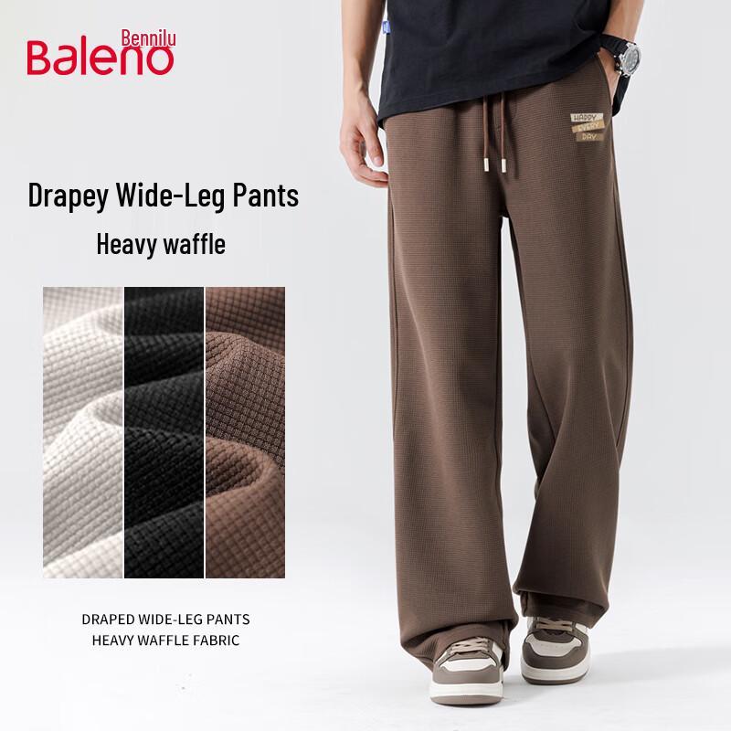 

Baleno Men s Relaxed Waffle Wide-Leg Casual Trousers L