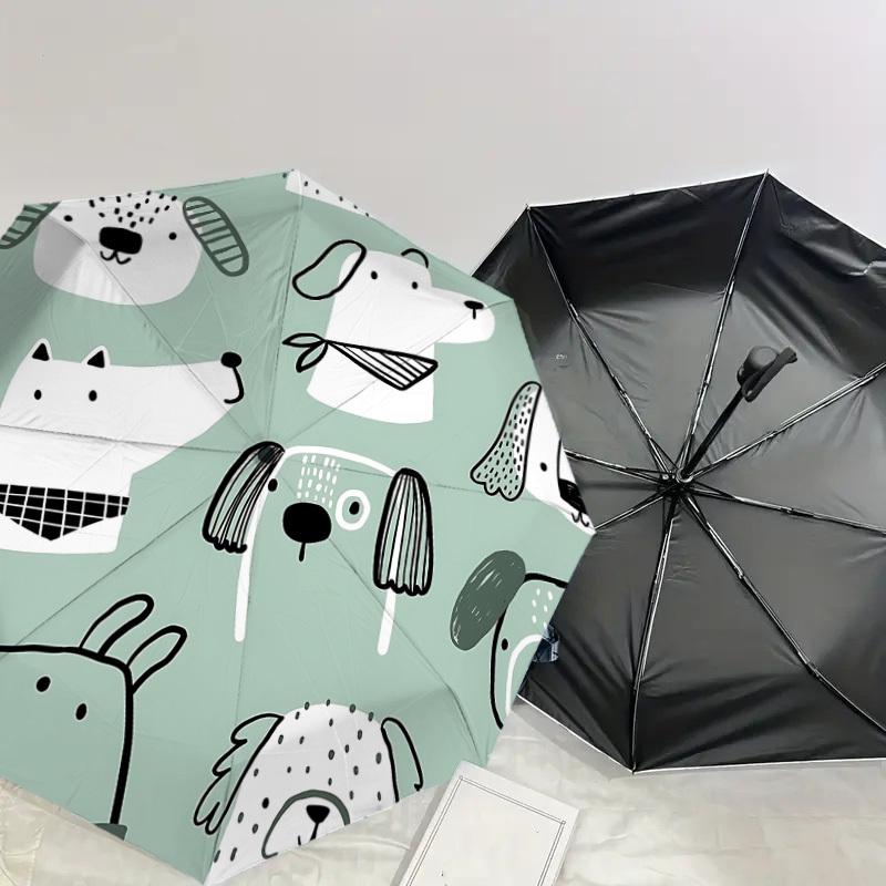1PC Dog Pattern Umbrella-8-Rib Reinforced, Automatic Open, Lightweight & Durable, Cute Fashion Accessory for Outdoor-A1309