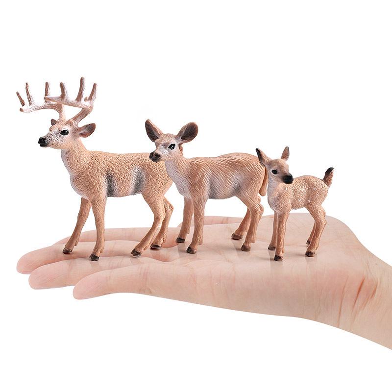 Simulated Christmas Reindeer and White-Tailed Deer Ornament Set