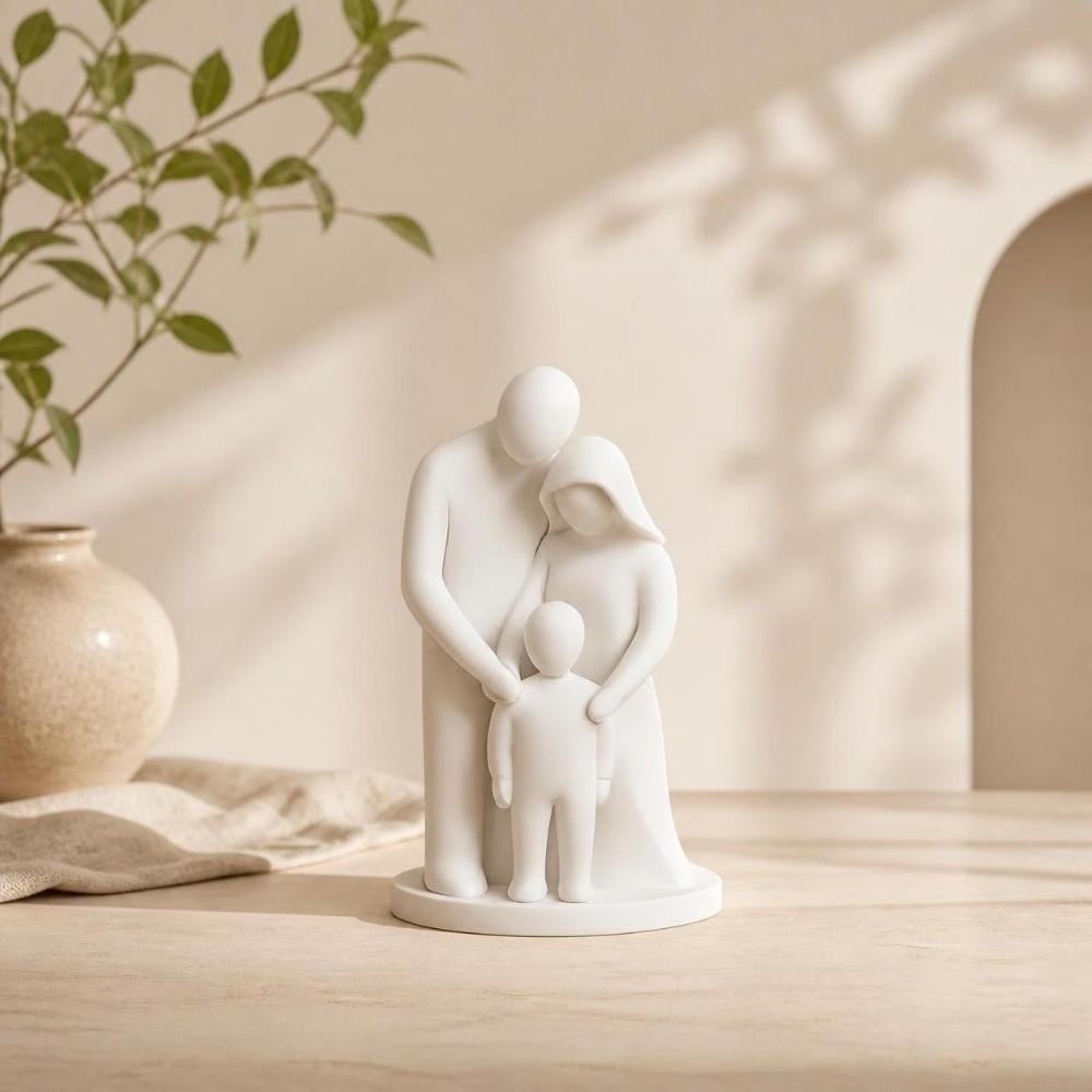 Home Ornament Family Hugging Figurine Family Of Three 4 Persons Figurine  Office Room
