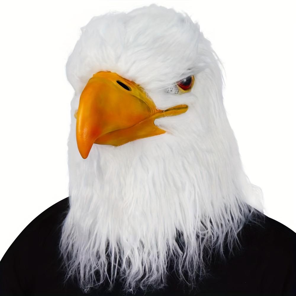 Natural Latex Realistic Adorable Cool Eagle Mask, Fluffy White Animal Headgear Prank Prop Dress Up Accessories, Halloween Christmas Cosplay Outfit Pho