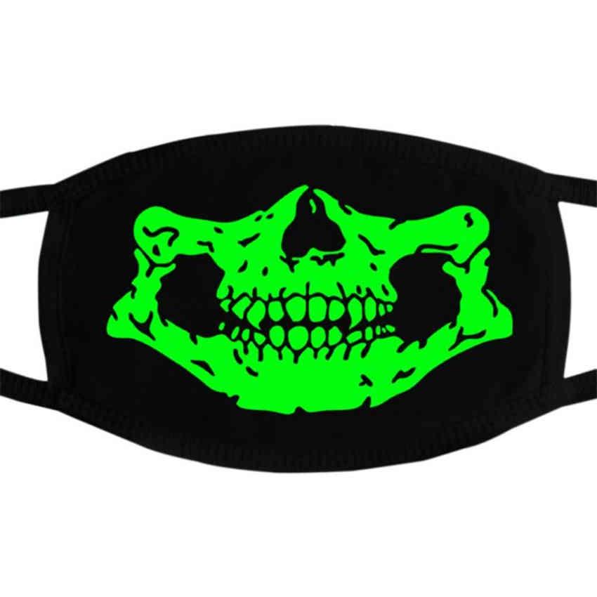 Unisex Luminous Skull Scarey Masks Black Half Face Personality Fashionable Halloween Cosplay Props