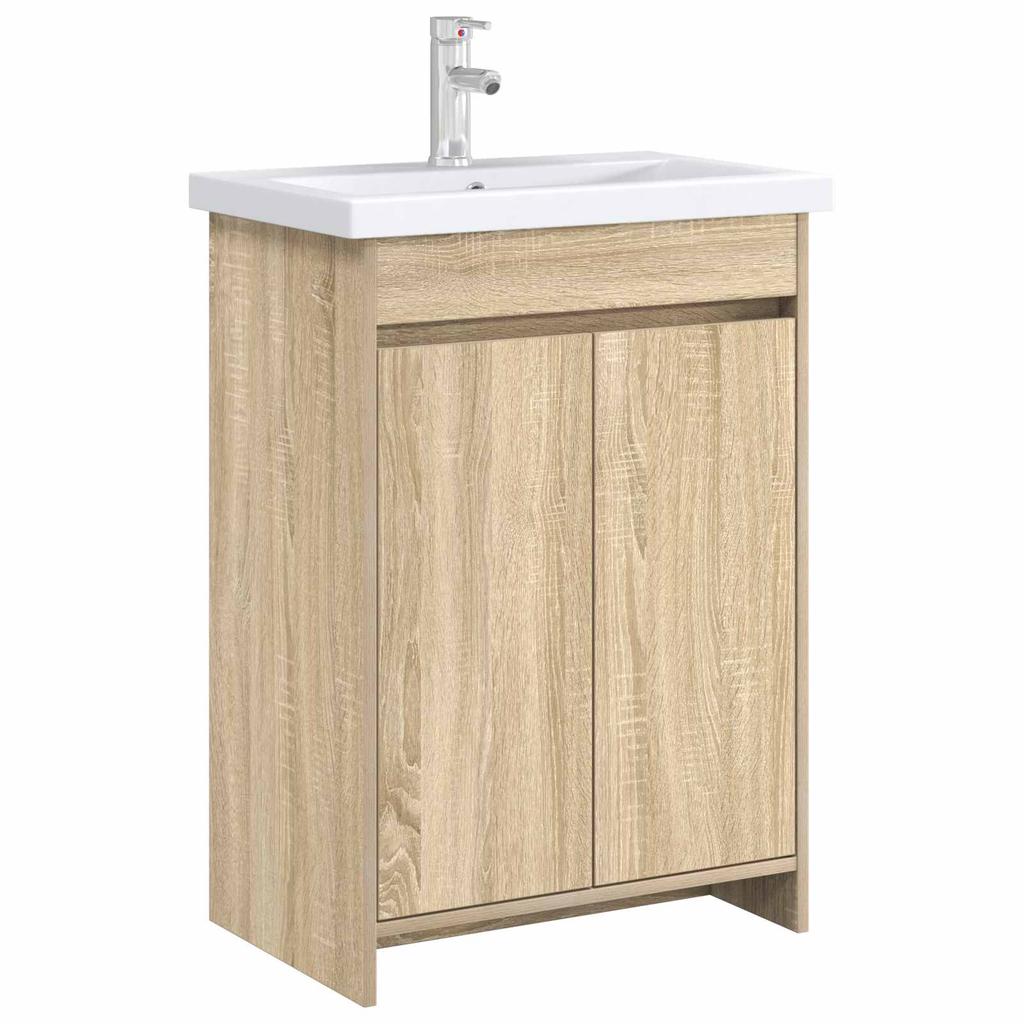 Bathroom Vanity Unit in Sonoma Oak 56 x 37.5 x 81 cm Engineered Wood
