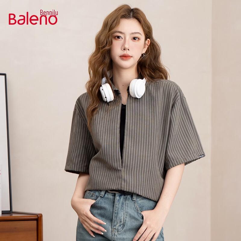 Baleno Women s Faux Two-Piece Striped Casual Shirt XL