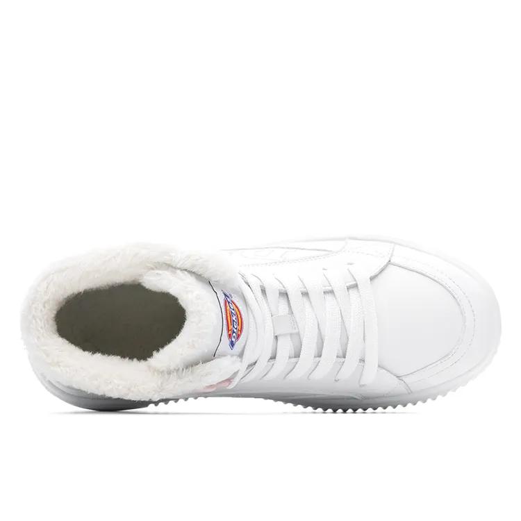 Dickies Microfiber Leather Fleece Lined Fashion Casual High top Skateboard Shoes Women's White (Unisex) Skate Shoes