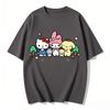 Summer Cute Sanrio Characters Group Print Tshirt Casual Short Sleeve Tee for Mom and Daughter Sweet Family Matching Outfits Top