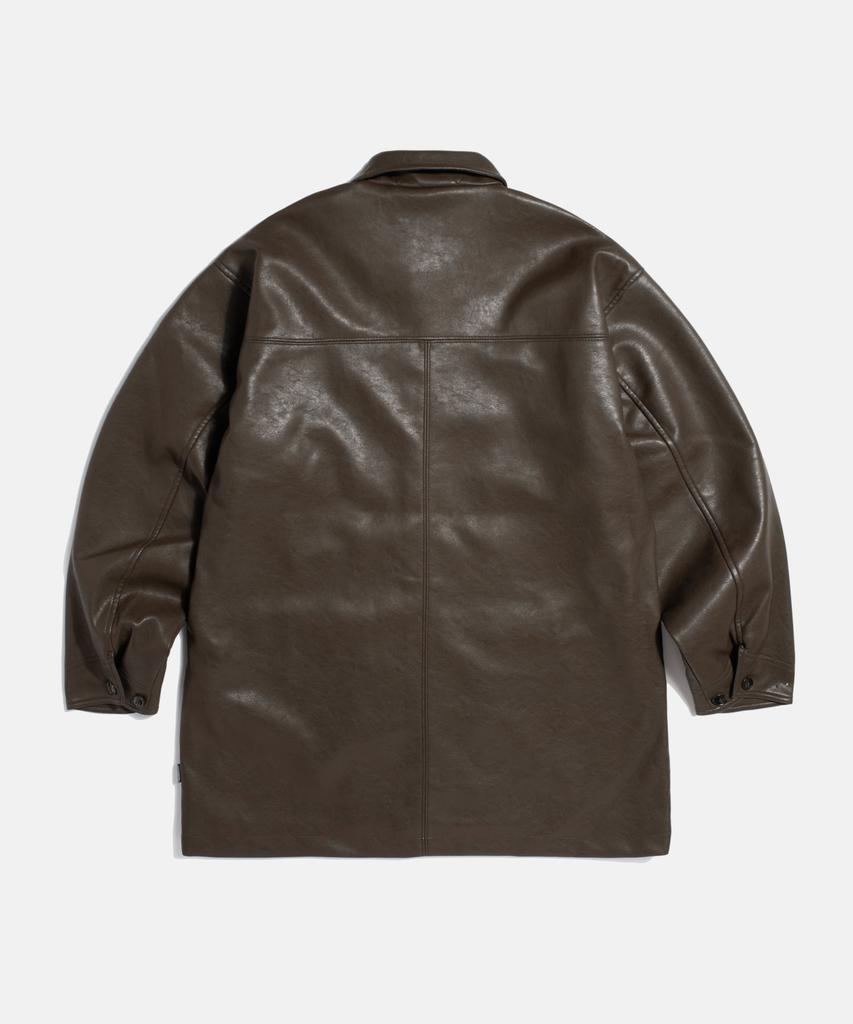 Espionage Car Coat (Faux Leather) Dark Brown