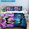 Purple Butterfly Dreams 3pcs Bedding,Including 1pc Duvet Cover And 2pcs Pillowcases Perfect for Christmas,Ideal for Bedroom, Dormitory