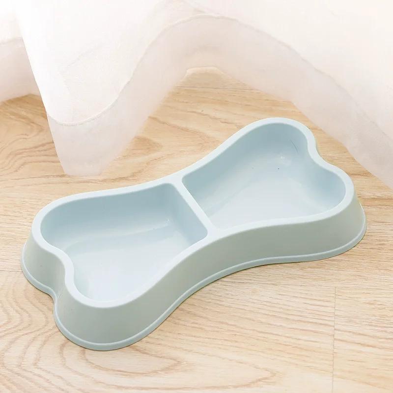 

Bone Shaped Double Dog Cat Bowls Cute Pet Food and Water Bowl Set Non-Slip Durable Feeding Dish for Puppy Kitten синий
